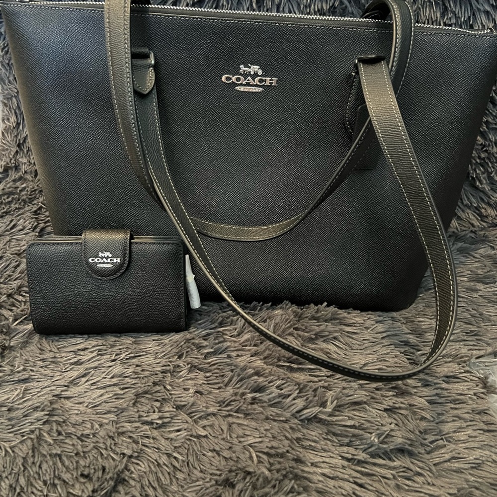 Coach Black Tote and Wallet Set